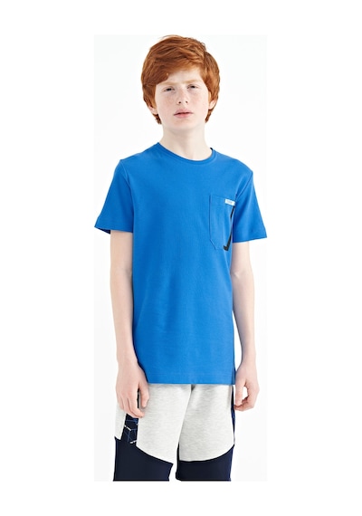 Tommylife Tommy Life Saks Cep Detaylı O Yaka Standart Kalıp Erkek Çocuk T-shirt - 11120 Saks