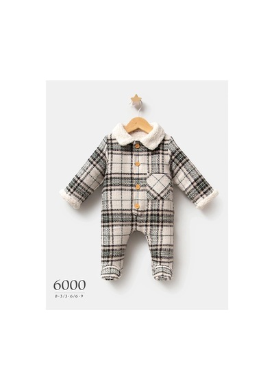 Tongs Baby Erkek Bebek Big Plaid Ekoseli Polarlı Patikli Tulum Si Siyah