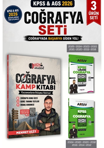 2026 Kpss Ags Mehmet Eğit Coğrafya Kamp Kitabı Mehmet Eğit Ve Lisans - Ön Lisans Tüm Coğrafya Çıkmış Soruları Marka Yayınları