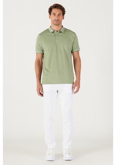 Ac&Co / Altınyıldız Classics 4A4820200047Ysls Düğmeli Polo Yaka Cepsiz Slim Fit Erkek Tişört Yeşil