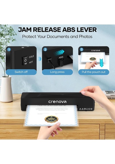 Laminatör, 10 Laminasyon Levhalı Laminasyon Makinesi, Hızlı Sıcak Teknolojili A4 Laminasyon Makinesi Sıcak Ve Soğuk, Ev Ofis Okul İşletmesi İçin Termal Laminatör 9 İnç Siyah