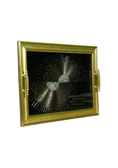 E38 El İşçiliği Filografi Tepsi 48x34 Cm-6377 Çok Renkli