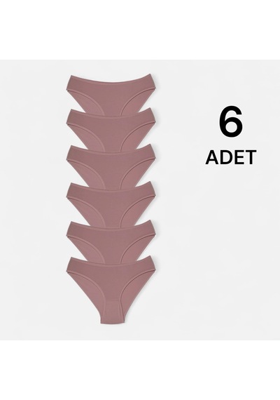 Erdenay Tekstil Penye Licralı Kadın Bikini Külot 6'lı - Gül Kurusu Gül Kurusu