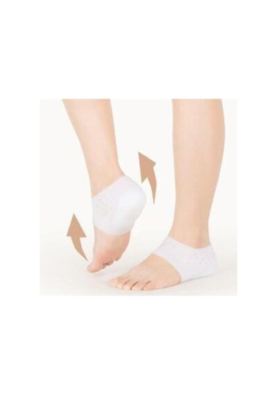 Bfc Trading Boy Uzatıcı Silikon Topuk Çorabı Gizli Topuk Yükseltici 3 Cm Beyaz Unisex