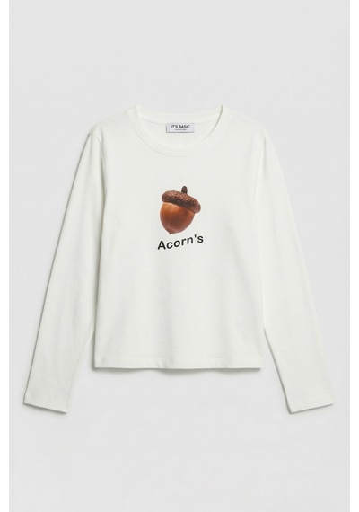 Itsbasic Kadın Beyaz W5 Oversize Baskılı %100 Pamuk Sweatshirt