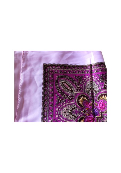Tikitonki Yumuşak Dokulu Etnik Desenli Saten Lila Eşarp - 90x90 Lila Lila