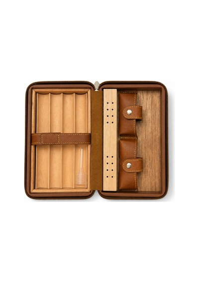 Firebird Kahverengi Deri Puro Taşıma Çantası & Seyahat Humidoru Trm5028