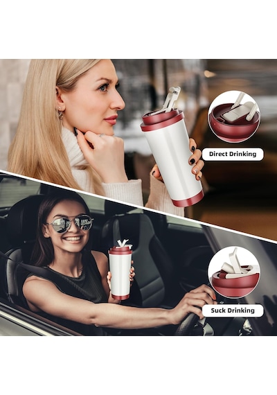 Tr 18oz Vakum Yalıtımlı Kahve Bardağı, Paslanmaz Çelik Seyahat Kahve Kupası,kapaklı Ve Samanlı Taşınabilir Ka Diğer