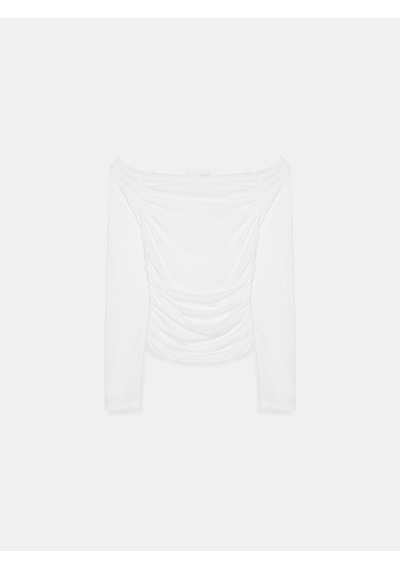 Dilvin 32675 Omuzları Açık Top-beyaz