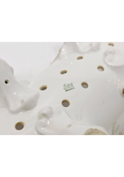 Gda Çiçek Desenli Porselen Kuşkonmaz Sunum Tabağı 22,5x13x10,5cm Çok Renkli