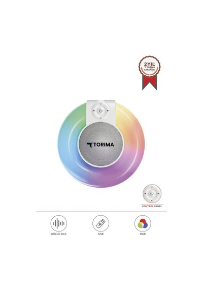 Torima D65 Beyaz Rgb Işıklı Kablosuz Bluetooth Hoparlör