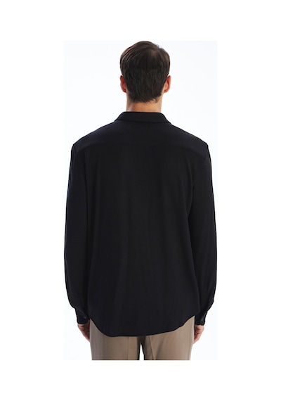 Lcw Vision Siyah Slim Fit Uzun Kollu Erkek Dokulu Gömlek