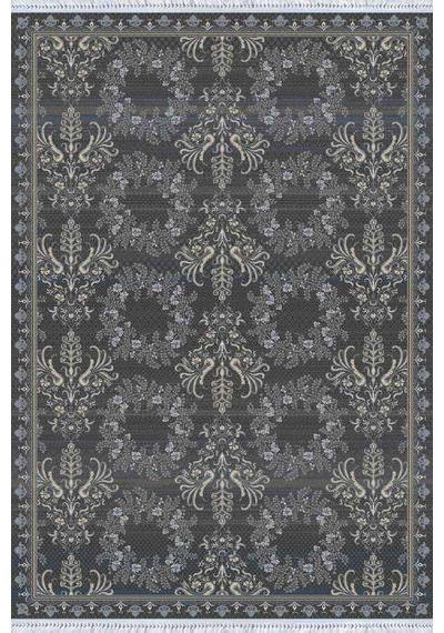 Antrasit Vintage Dokuma Pamuk Taban Kaymaz Kilim Klm338n11
