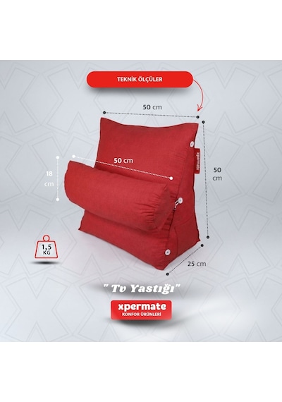 Xpermate Sırt, Bel, Boyun Destekli TV Okuma Yastığı Ameliyat Sonrası Kırmızı