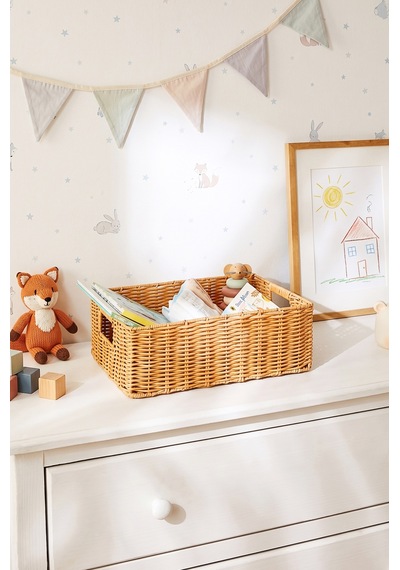 Ocean Home Textile Çocuk Odası Yıkanabilir Bej Pp Rattan Sepet 39 X 29 X 13 Cm