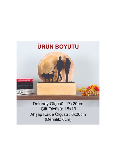 Led Işıklı Pleksi Dolunay Kişiselleştirilebilir Biblo Silvia Köpek Gezdiren Çift Anahtar Askılığı Sarı - 737336706