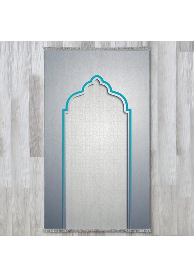 Evaşk Namazlık Dokuma Halı Kaymaz Muslumana Seccade 66x113 GRİ EVAŞK403C80