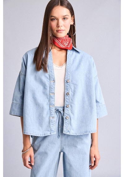 Defacto Oversıze Açık Mavi Jean Gömlek I0063ax26hsnm85 İndigo-nm85