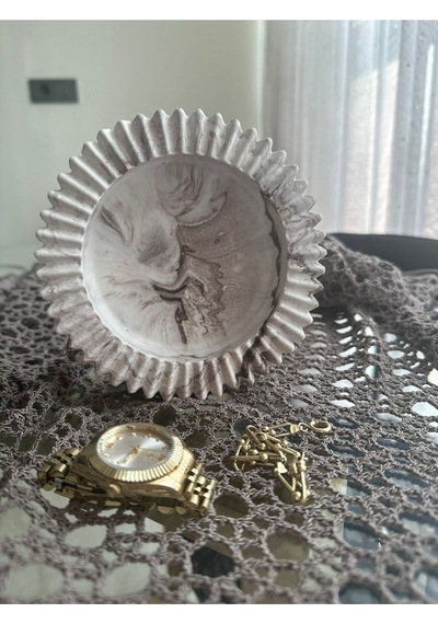 Fitilli Tasarım Takı Tabağı - Dekoratif Tabak - 14.5 Cm