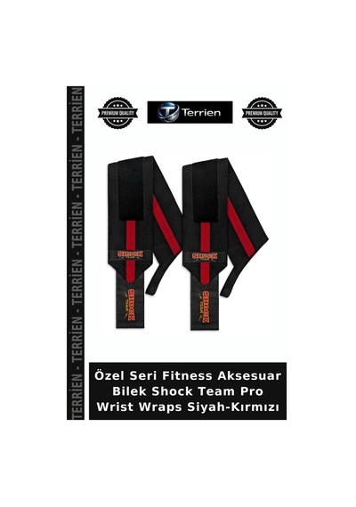 Özel Seri Fitness Aksesuar Bilek Shock Team Pro Wrist Wraps Siyah-kırmızı