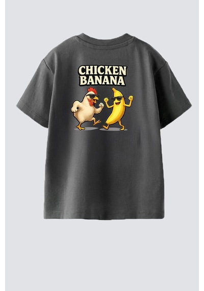 Monila Erkek Çocuk Pamuklu Bisiklet Yaka Sırtı Baskılı T-shirt Antrasit