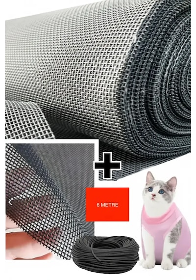 Yırtılmaz Kapı Kedi Tülü Ped Tül En: 100 Cm X Boy:230 Cm & + 6m Fitil 100x230 + 6m Fitil