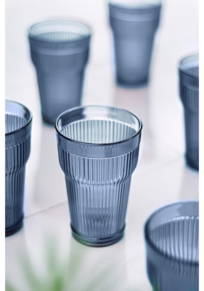 Akrilik Lacivert Tekli Uzun Bardak & Su Meşrubat Bardağı 400 Ml
