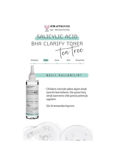 Skin401 %2 Salisilik Asit Bha Arındırıcı, Gözenek Sıkılaştırıcı Siyah Nokta Karşıtı Tonik 200ml