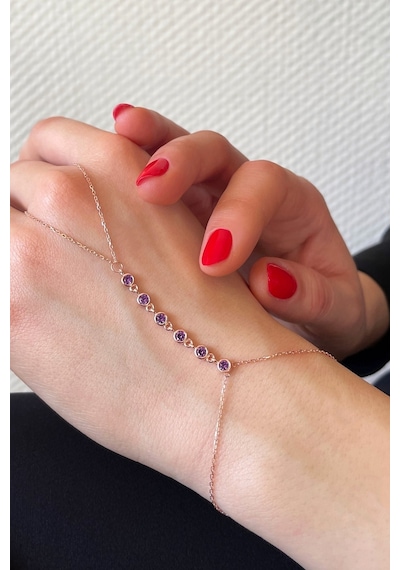 925 Ayar Gümüş Mor Taşlı Rose Su Yolu Şahmeran - 45099201 Rose Gold