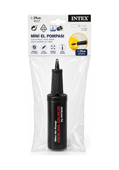 Mainshop Intex Double Quick Mini El Pompası 29 Cm - Şişme Yatak Havuz Simit Kolluk Pompası M-69613