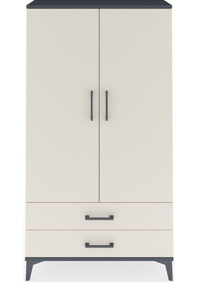 Arges Dolap 2 Raflı 2 Çekmeceli Tek Askılı 88x30x163 Antrasit-aytaşı Antrasit
