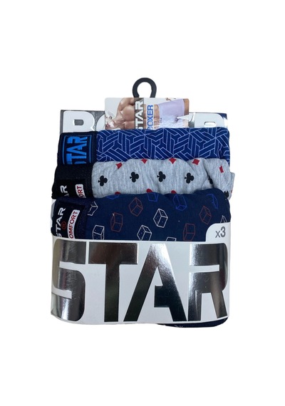 Star 105 Desenli Jakar Erkek 3'lü Kemer Boxer DESENLİ