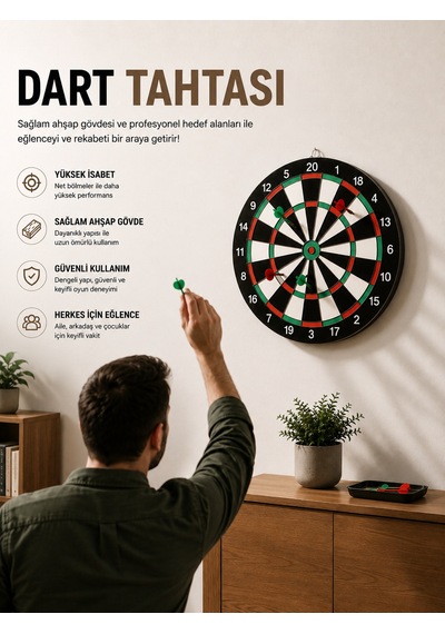 17 İnç Dart Tahtası Sağlam Ahşap Gövde Ve Uzun Ömürlü Kullanım - Lisinya