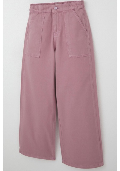 Breeze Kız Çocuk Gabardin Pantolon Geniş Paça Beli Lastikli 5-9 Yaş, Gülkurusu Gülkurusu