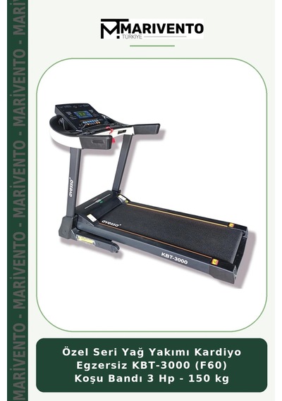 Özel Seri Yağ Yakımı Kardiyo Egzersiz Kbt-3000 F60 Koşu Bandı 3 Hp - 150 Kg
