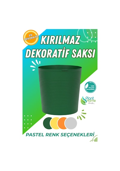 Büyük Boy Saksı . Yeşil 9.5 Litre Dekoratif Bitki Saksısı İç-dış Mekan Bitkileri Saksısı