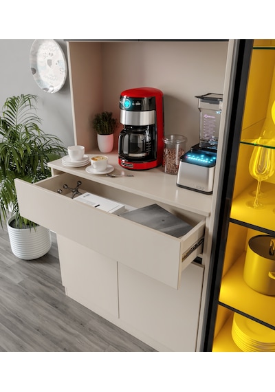 Lora Kum Beji Midi Sağ Vitrinli Komple Mdf Led Aydınlatmalı Kahve Köşesi Lora Kum Beji Midi Sağ Vitrinli Komple Mdf Led Aydınlatmalı Kahve Köşesi