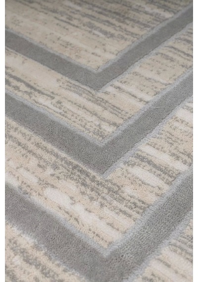 Pyramid Modern Salon Ve Oturma Odası Halısı - Krem Gri Gri