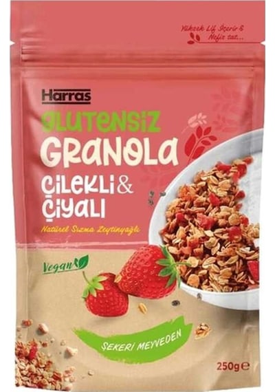 Çilekli Ve Chia Tohumlu Granola Glutensiz İlave Şekersiz 300 Gr 2 Adet Toplam 600 Gr