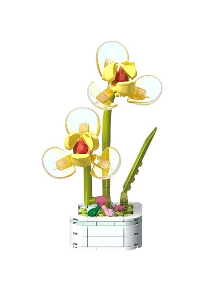 Building Block Flower 134 Parça Sarı Orkide