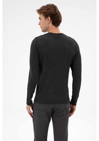 U.S. Polo Assn. Erkek Slim Fit Bisiklet Yaka Antrasit Melanj Basic Kazak 50313713-VR081