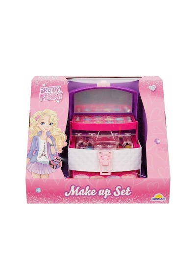 Pretty Pinky 3 Katlı Taşıma Çantalı Kız Çocuk Oyuncak Makyaj Güzellik Seti
