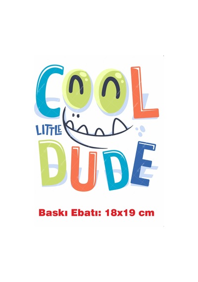Cool Dude Yazı Temalı Ütü İle Yapışan Tekstil Kumaş Tişört Dtf Baskı 3431
