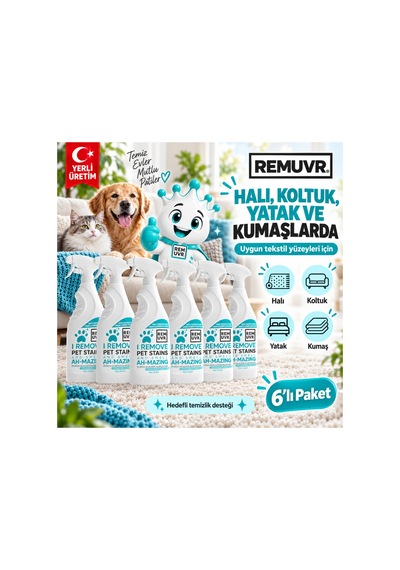 Enzimli İdrar Lekesi Ve Koku Giderici Sprey 750 Ml X 6 Adet 4,5 Litre Ekonomik Paket