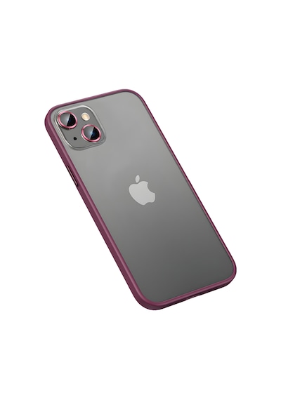 Apple iPhone Uyumlu 13 Kılıf Retro Kenar Ve Lens Koruyucu Renkli Kılıf Koyu Mor