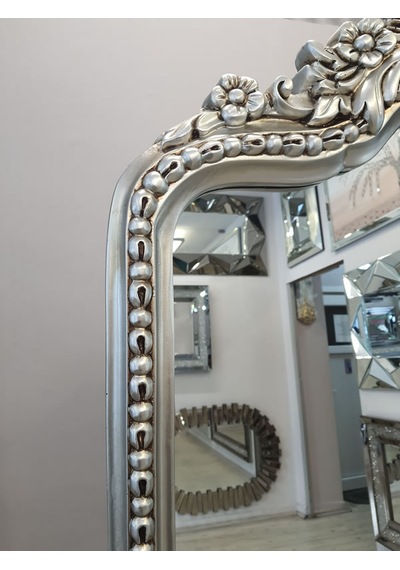 Ayna Denizi Princess Silver Model Gümüş Renk Dekoratif Ayaklı Boy Aynası Gümüş
