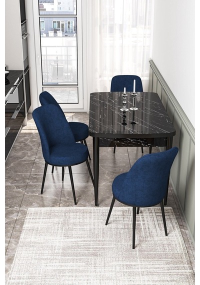 Canisa Kor Serisi 70x114 Açılabilir Mutfak Masası Takımı Siyah Mermer Desen Masa 4 Lacivert Sandalye Masa Siyah Mermer Desen Sandalye Lacivert Canisa Kor Serisi 70x114 Açılabilir Mutfak Masası Takımı Siyah Mermer Desen Masa 4 Lacivert Sandalye Masa Siyah Mermer Desen Sandalye Lacivert