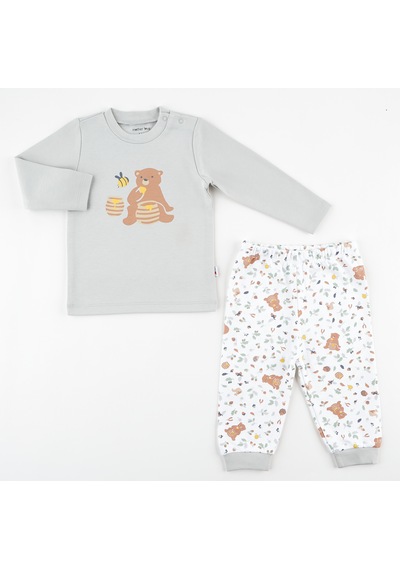 Motherlove %100 Organik Bebek Pijama Takımı 3 - 36 Ay Gri