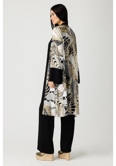 Esswaap Özel Desenli Kimono Tunik Pantolon Takım Haki Yeşil