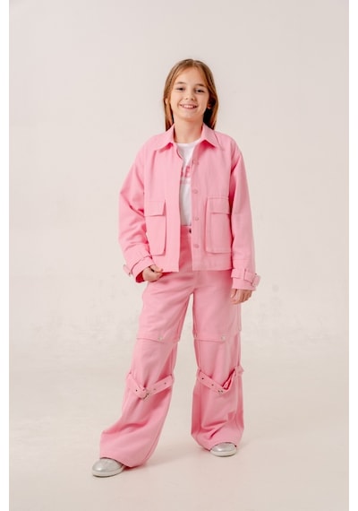 Giyicem Kız Çocuk Şort Keten Pantolon 2568 Pembe
